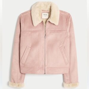 Hollister Pink Teddy Jacket with Cream Accents with tags